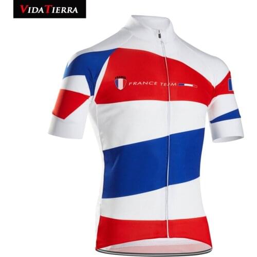 VIDATIERRA 2019 cycling jersey white red bike wear France national team classic winner I love France short sleeve honour lucky