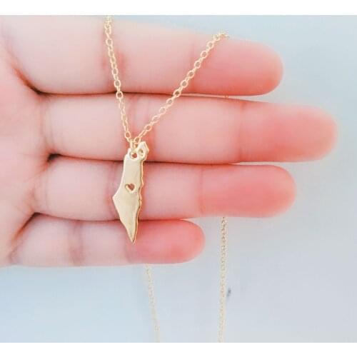 Jewelry chain necklace Israel Palestine map Pendant Necklace women Gifts Silver Color Gold Color Jewelry