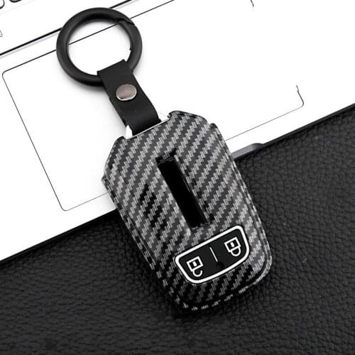 Carbon Fiber 2 Buttons Car Key Case For Isuzu D-max / Mu-x 3.0 / X-series Smart Remote Fob Shell Protector Cover Keychain Bag