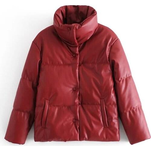 2020 Autumn And Winter New Short Stand-Up Collar Imitation Leather Cotton Coat Loose Casual Bread Fashion Jacket