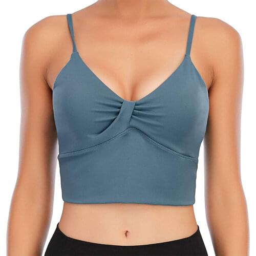 Women Tank Tube Top Fitness Vest Female Sports Bra Solid Color V-Neck Spaghetti Strap Crop Tops for Girls Yoga Tops