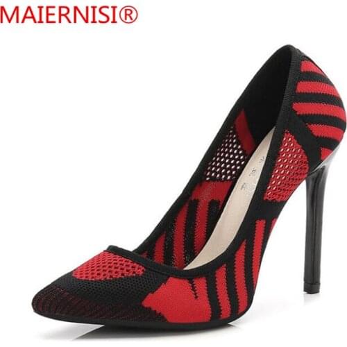 2018 Heels Women Pumps Flying weaving Pointed Toe Shallow Fashion High Heels 11 cm Shoes Womens Wedding Shoes