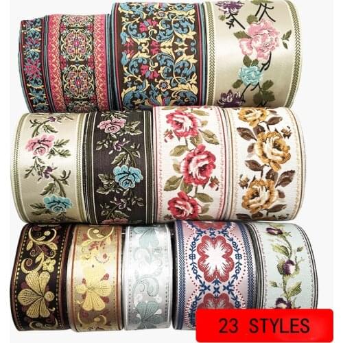 1M Handmade embroidery lace woven Jacquard Ribbon Trims For Belt Clothing Straps Accessory Lace Fabric