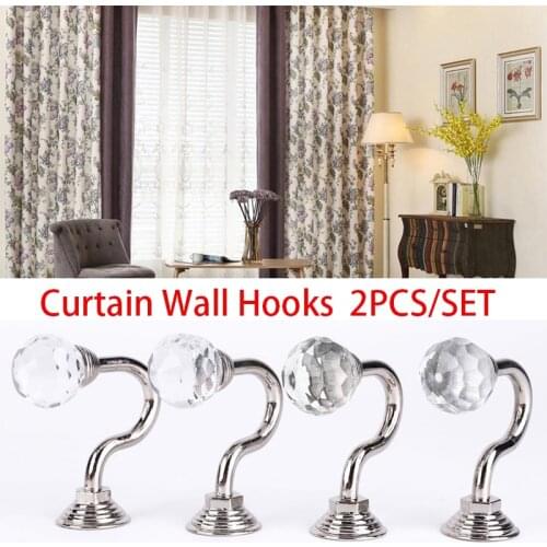 1 Pair Retro Crystal Glass Curtain Holdback Wall Tie Back Hook Hanger Holder Drawer Handle Curtain Decorative Accessories Hanger