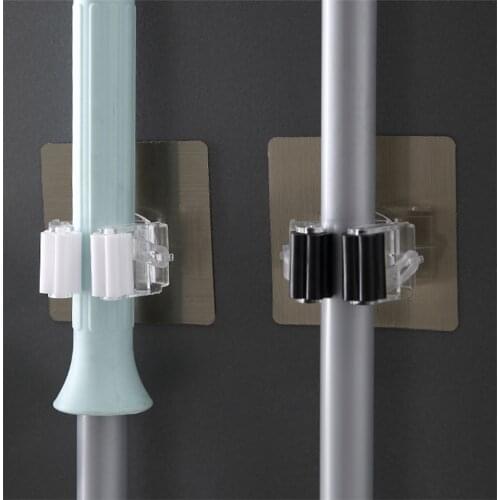 1pcs Adhesive Multi-purpose Hooks Wall Mounted Mop Organizer Holder Rackbrush Broom Hanger Hook Kitchen Bathroom Strong Hooks