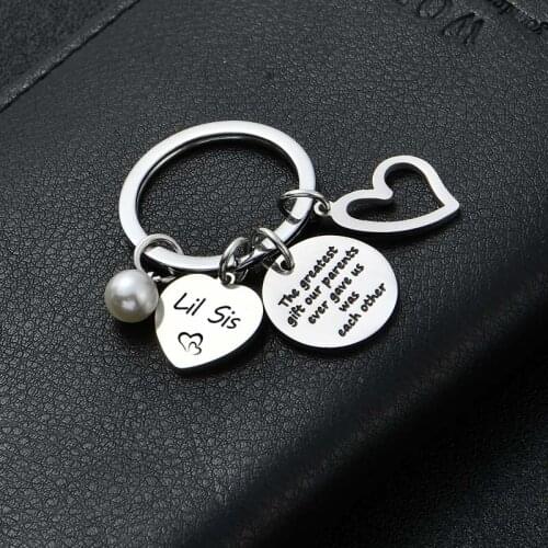 12PCs The Greatest Gift Our Parents Ever Gave Us Was Each Other Keyrings Lil Sis Keychains Stainless Steel Key Rings Xmas Gifts