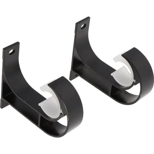 2Pcs Aluminium Alloy Curtain Rod Bracket Curtain Pole Support Bracket Top Mounting Bracket (Black)