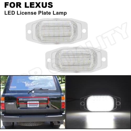 2Pcs White LED License Number Plate Light Lamp For Lexus LX450 1996-1998 For Toyota Land Cruiser FJ80 FJ Cruiser (XJ10, GSJ15)