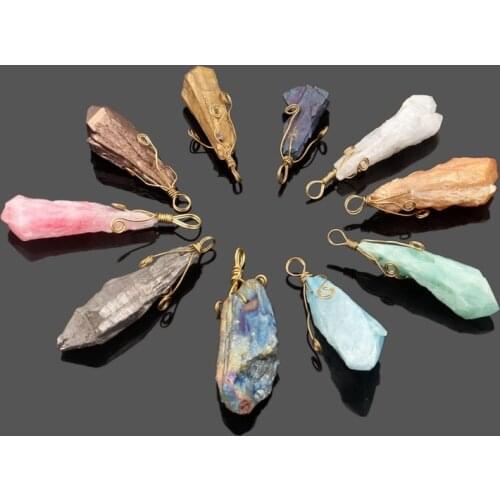 20*50mm Natural Crystal Chakra Quartz Stone Pendant Handmade Wicca Pendant Used In Jewelry Making DIY Hot Necklace Accessories