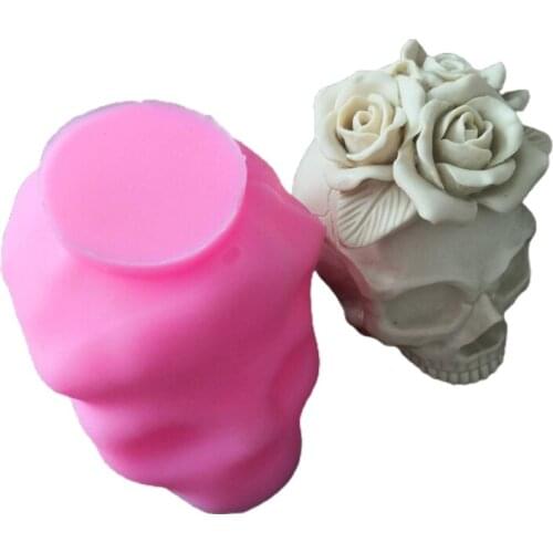 3D Rose Flower Skull Epoxy Resin Mold Home Decorations Ornaments Silicone Mould T84A