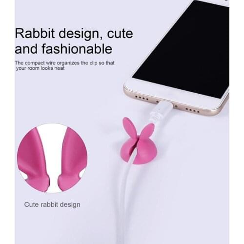 4pcs Multipurpose Rabbit Earphone Cable Cord Wire Line Organizer Clips Fixer Fastener Holder Creative Design