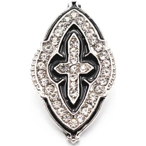 6pcs/lot Rhinestone Cross Snap Buttons Silver Color DIY 18mm/20mm Replaceable Jewelry Buttons Fit Snap Bracelet Jewelry Making