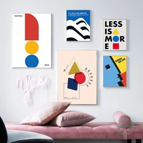 Abstract Colorful Geometric Pattern Canvas Painting Less Is More Poster and Print Wall Art Pictures for Living Room Home Decor