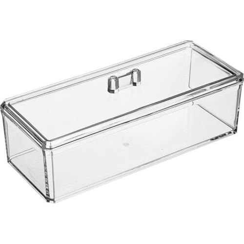 Acrylic Transparency Rectangle Food Storage Box Tea Bag Organizer Kitchen Sorting Container with Dustproof Cover