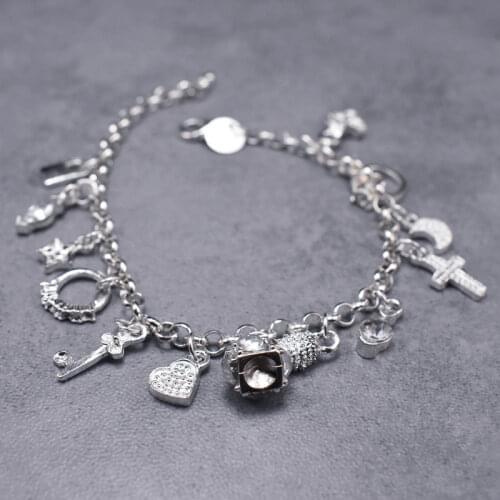 Antique Silver Color 13 Charms Bracelets Fashion Women Jewelry