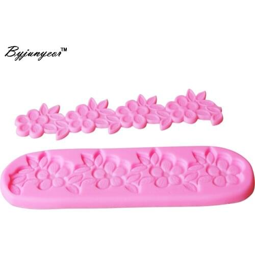 Byjunyeor F1165 Flower Border UV Resin Silicone Mold Fondant Chocolate Candy Lollipop Crystal Epoxy Soft Clay Bake Tool