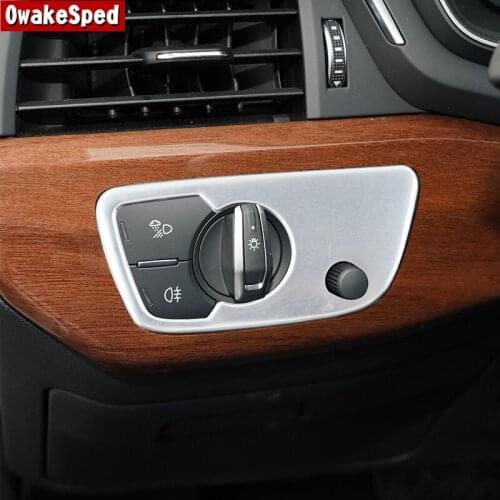 Headlight Switch Frame Decoration Trim For Audi A4 B9 2017-2019 LHD Stainless Steel Car Styling Interior Accessories