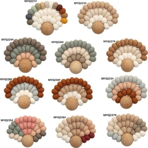 Baby Teether Wood Rring Rattle Food Grade Silicone Teether Baby Products DIY Crafts Teething Toys