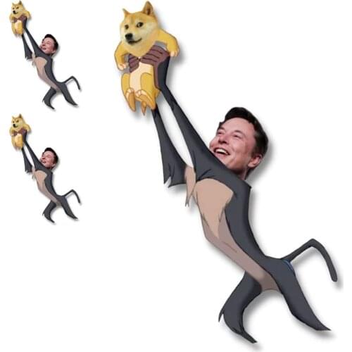 Dogecoin Elon Musk Premium Vinyl Sticker Decal (Pack of 3) for Fans of Dogecoin Crypto, Blockchain, Bitcoin, WSB Wallstreetbet