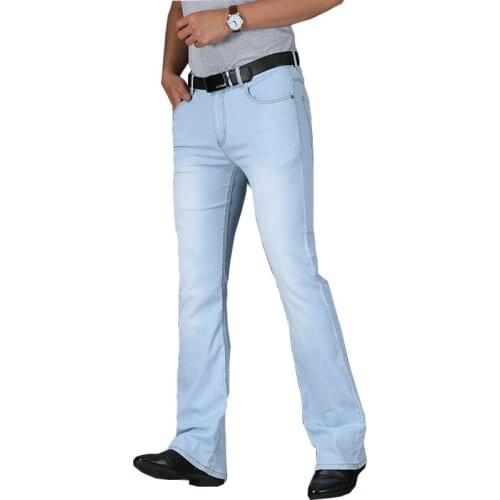 Jeans For Men 2021 Mens Big Flared Jeans Boot Cut Leg High Waist Denim Jeans Summer Thin Micro Flared Denim Trousers