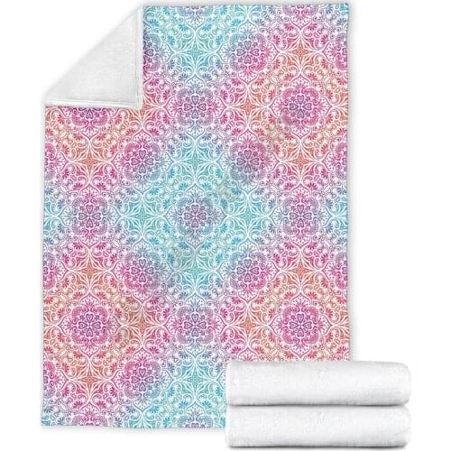 Mandala 3d printed fleece blanket Beds Hiking Picnic Thick Quilt Fashionable Bedspread Sherpa Throw Blanket 02