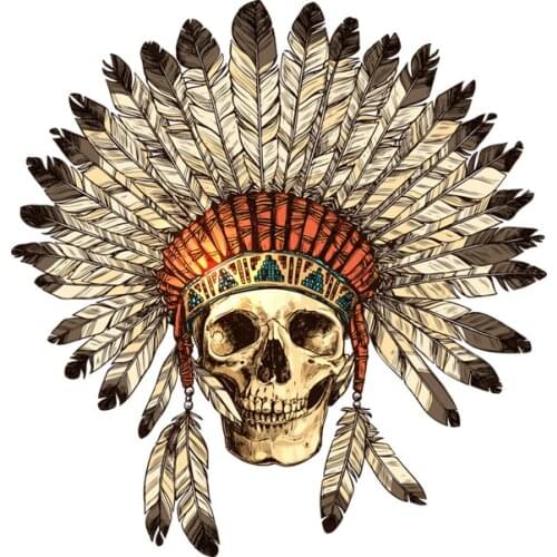 Hot Sell Personality Indiana Skull Headdress Car Sticker Motorcycle Decals Vinyl Sunscreen Anti-UV PVC 12cm X 12cm