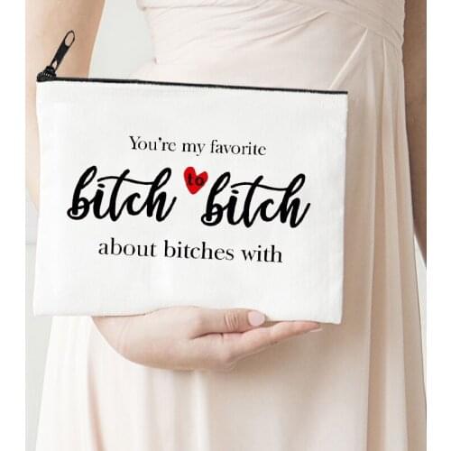 Best Friends Makeup Bag Casual Women Cosmetic Pouch 2021 Reusable Lipstick Bag Travel Toiletry Bags Storage Purse Harajuku