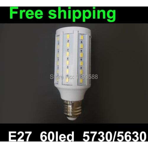 Free shipping AC85-265V 60led SMD5730 E27 15W LED bulb light Warm white/white LED lamp Corn Light,chandelier,free shipping