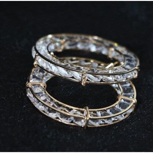 Fashion Rhinestone Beads Crystal Pendants Copper Plated Arc Circle Cage 30mm 50mm Diy Jewelry 2/pcs B890-B891