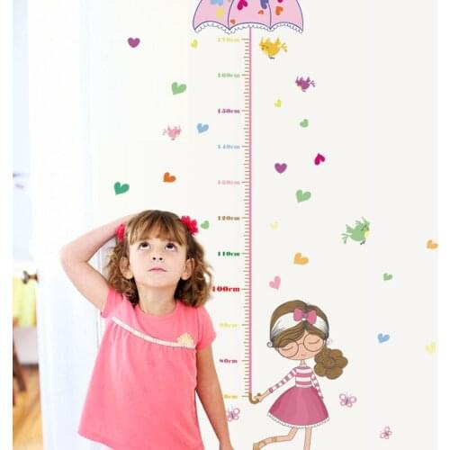 Cartoon Girls Wall Stickers Height Ruler Measure Childrens Room Kids Room Nursery for Party Decoration Art Mural Poster
