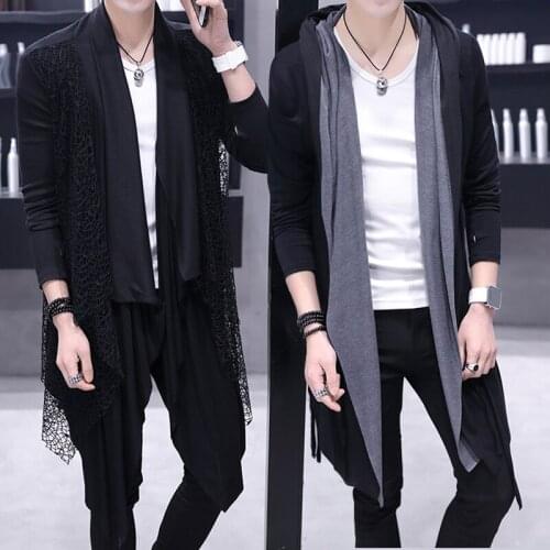 Mens Stylish Trench Coat Medium-Long Spring Thin Overcoat Open Stitch Outwear Plus Size Casual Coat C67