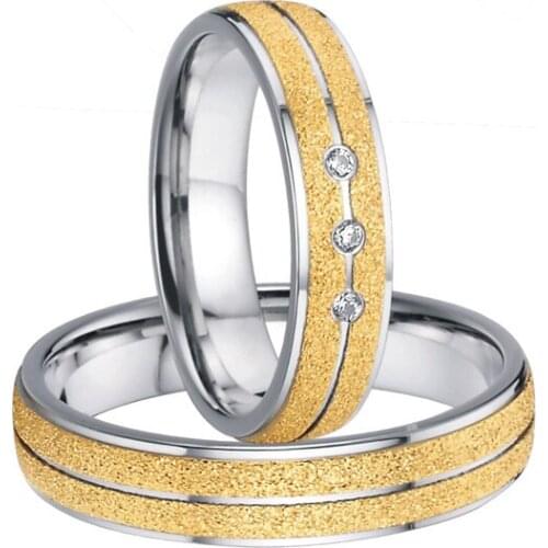 Handmade custom 2015 latest new design mens and womens titanium steel wedding bands promise rings sets for couples alliances