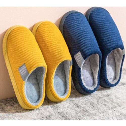 2021 New Men Indoor Slippers Warm Plush Home Slipper Non-Slip Autumn Winter Shoes Unisex House Floor Soft Slides for Male Female