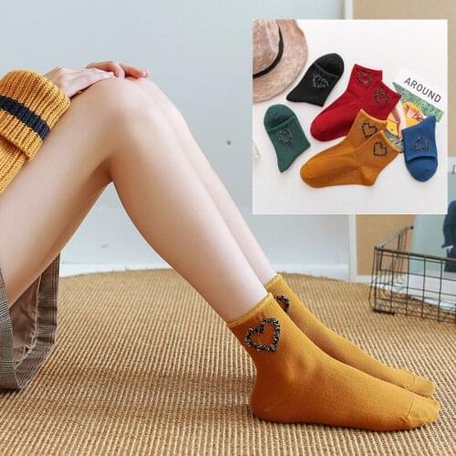 2020 Women Cotton Socks New Fashion Women Socks Funny Japanese Love Womens Socks Harajuku Heart Pattern Cute Socks Streetwear
