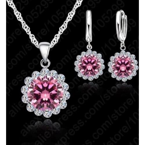 Wholesale Price Wedding Jewelry Set 925 Pure Cubic Zircon Necklace Pendant/Earrings Fashionable Women Set