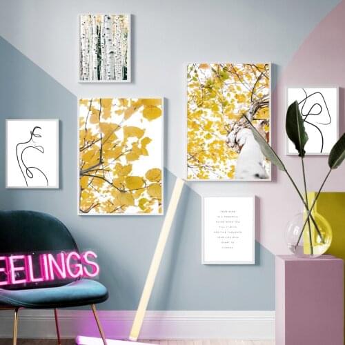 Autumn Landscape Golden Fallen Leaves Forest Wall Art Canvas Painting Nordic Posters And Prints Wall Pictures For Living Room