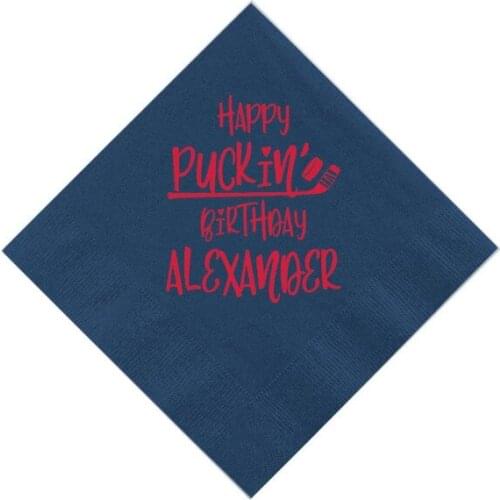 Happy Puckin' Birthday Napkins,Personalized Birthday Napkins,30th Birthday Napkins,Custom Hockey Napkins,Sports Birthday Napkin