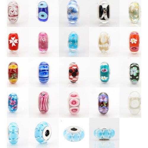 DoDoFly Authentic 925 Sterling Silver Smooth glass beads Fit Original Bracelet Pendant DIY Jewelry Charms Gift