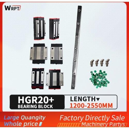 Precision linear guide 1PCS HGR20 + 2PCS block steel protection, square rail, extended flange / square slider L = 1200MM-2550MM