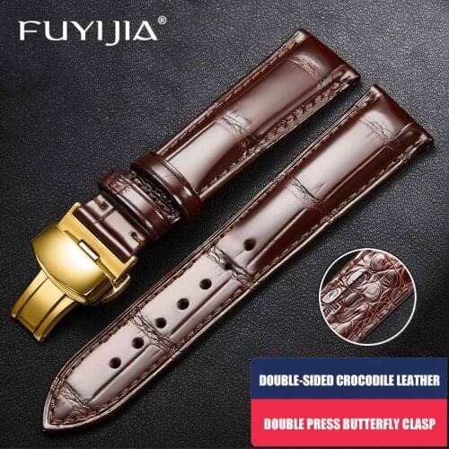 FUYIJIA Custom Genuine Alligator Watchbands 18MM 19MM 20MM 21MM 22MM Crocodile Leather Strap High-end Watch Handmade Watch Band