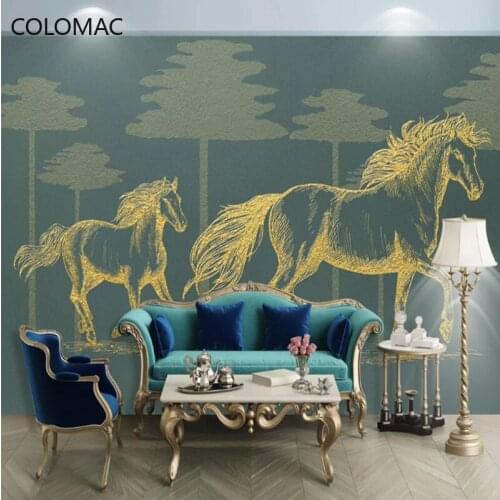Colomac Custom 3D Light Luxury Golden Embossed Lines Seamless Wallpaper Living Room Mural Bedroom Wall Decoration Drop Shopping