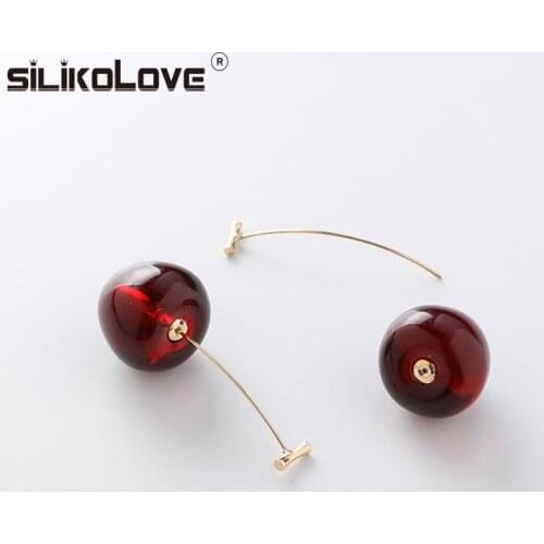 Trend Cherry Hanging Earrings for Womens Red and Wine Personality Dangle Earring Girl Jewelry Kolczyki