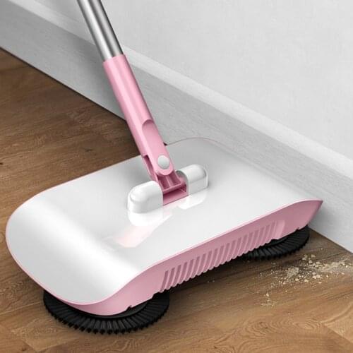 YOREDE Broom Dustpan Mop All-In-One Hand Push Sweeper Home Cleaning Products Stainless Steel Cleaning Mop No Dead Corner Sweeper