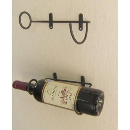 H37D Wine Bottle Rack Wall Mount Wine Display Shelf Bracket Single Champagne Storage Organizer for Kitchen Bar