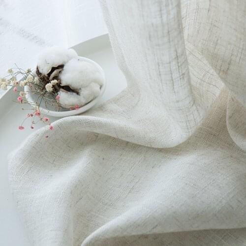 Japanese Style Beige White Cotton Hemp Gauze Curtains for Living room Bedroom Modern Window Screen Voile Panel Home Decor AD187H