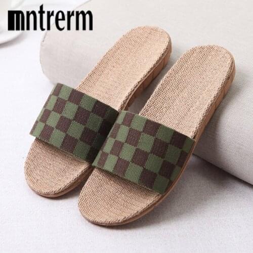 Mntrerm 2021 Women Summer Beach Slippers Breathable Linen Flip Flops Female Casual Flax Slippers Sandals Floral Bow Indoor Shoes