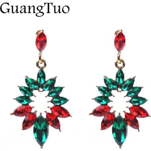 EK2161 European Exaggerated Rhinestone Gem Flower Drop Earrings Vintage Pendientes Colorful Earrings Women Fashion Jewelry