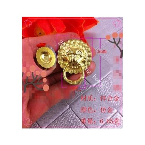 04 Hardware accessories Wine in hand antique doorknob cabinet wooden handle imitation golden lion head Zinc alloy