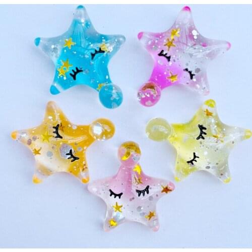 10 New Shiny Kawaii Star Resin Series Decorative Crafts Flat Bottomed Convex Scrapbook DIY Embellishment Accessories 092