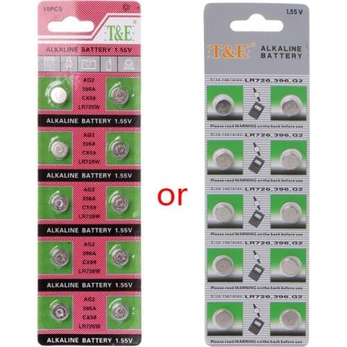 10PCS Alkaline Batteries AG2 1.5V G2 396A LR726 SR726W GP397 1164SO SR59W SR726 Coin Button Cell Watch Toys Clocks Dropshipping
